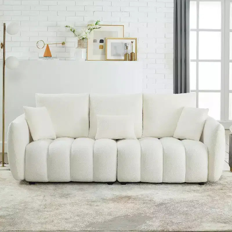 GDFStudio Alanna Canapé 3 places moderne en tissu peluche 79,5 po avec oreillers