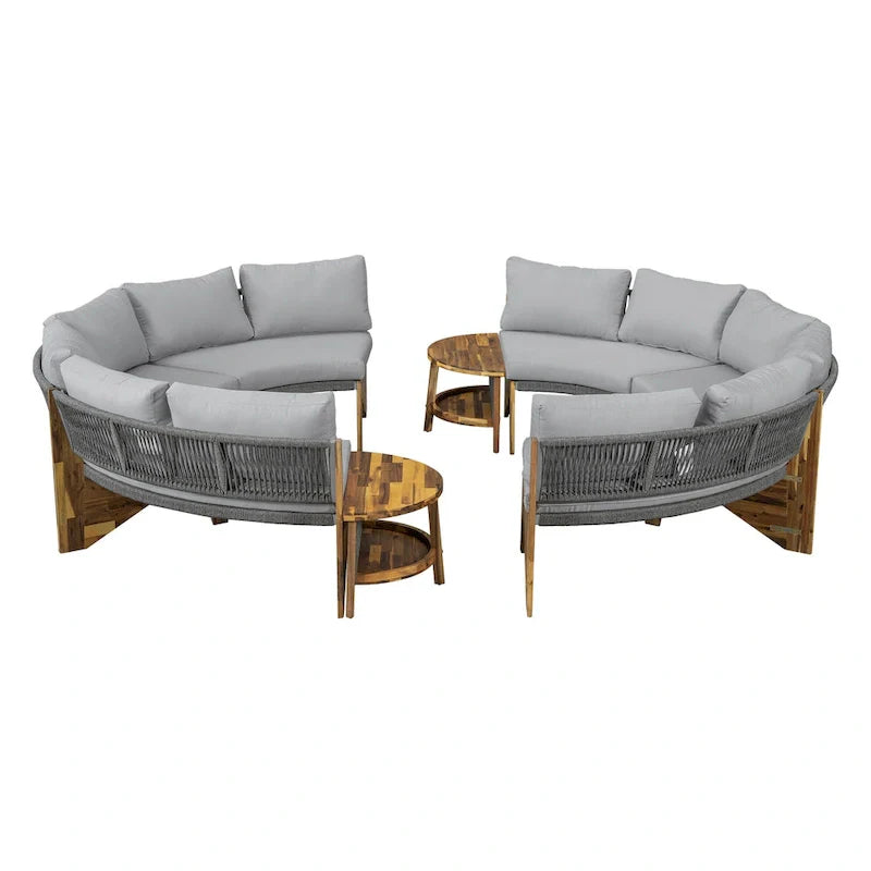 Ensemble de jardin 6 places avec coussins et 1 table basse