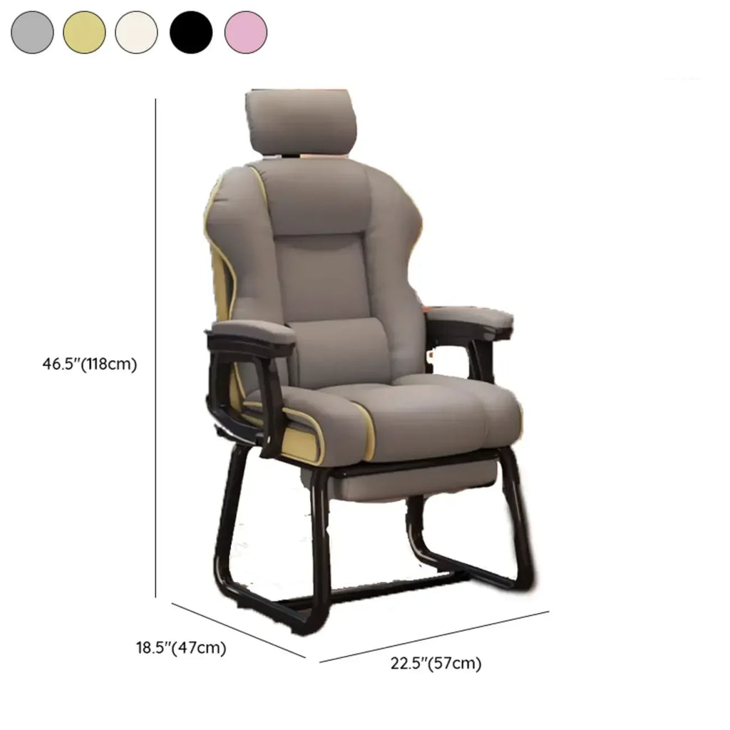 Fauteuil de direction ergonomique en cuir jaune à dossier haut