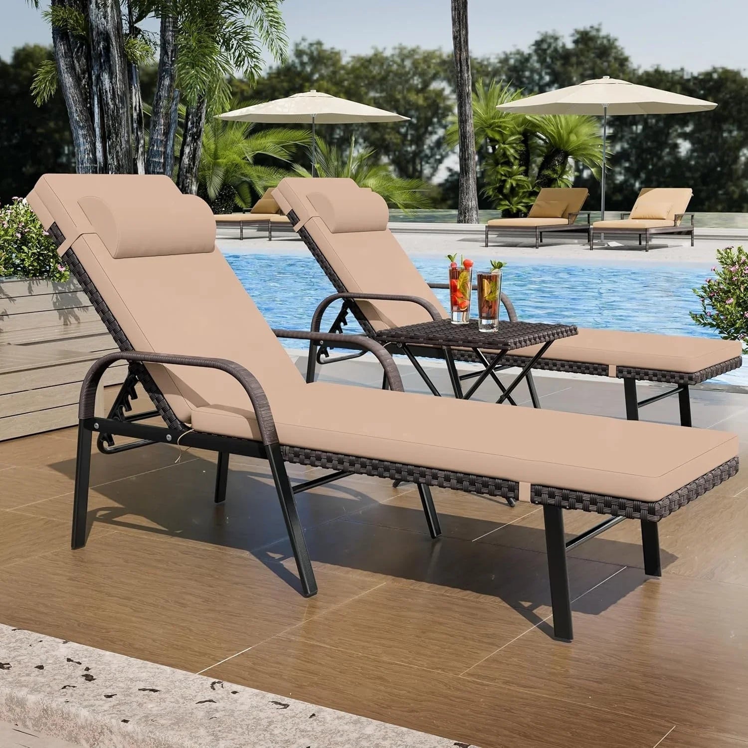 Ensemble de 3 chaises longues d'extérieur Kullavik