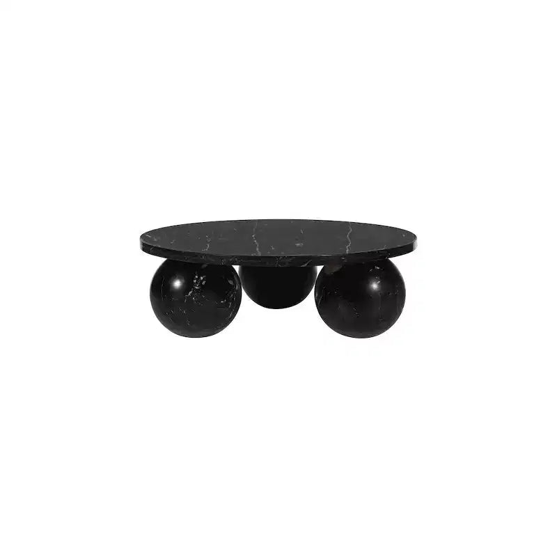 Table basse ronde en marbre avec pieds sphériques, multicolore, 4-6 places