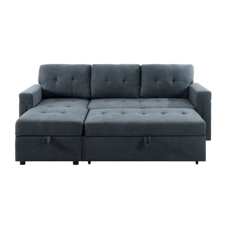 Canapé d'angle réversible convertible avec lit gigogne, méridienne de rangement et pieds durables