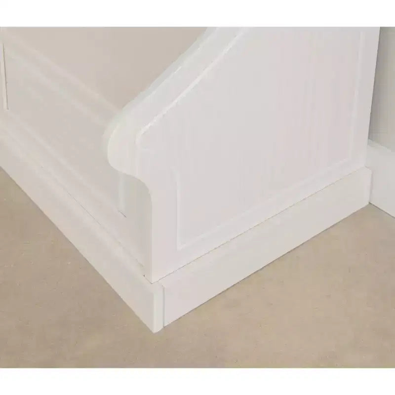 Banquette de coin-repas Linon Tobin traditionnelle en bois massif sans dossier avec coussin blanc - Linon