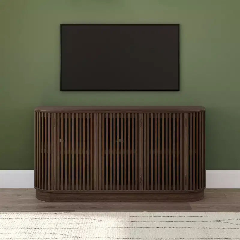 Buffet en bois massif Plank+Beam Contour avec 3 portes, meuble TV 59 po pour salon