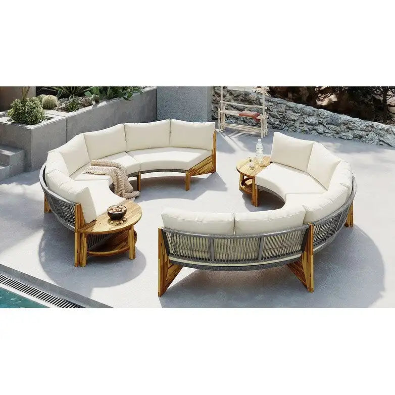 Ensemble de jardin 6 places avec coussins et 1 table basse