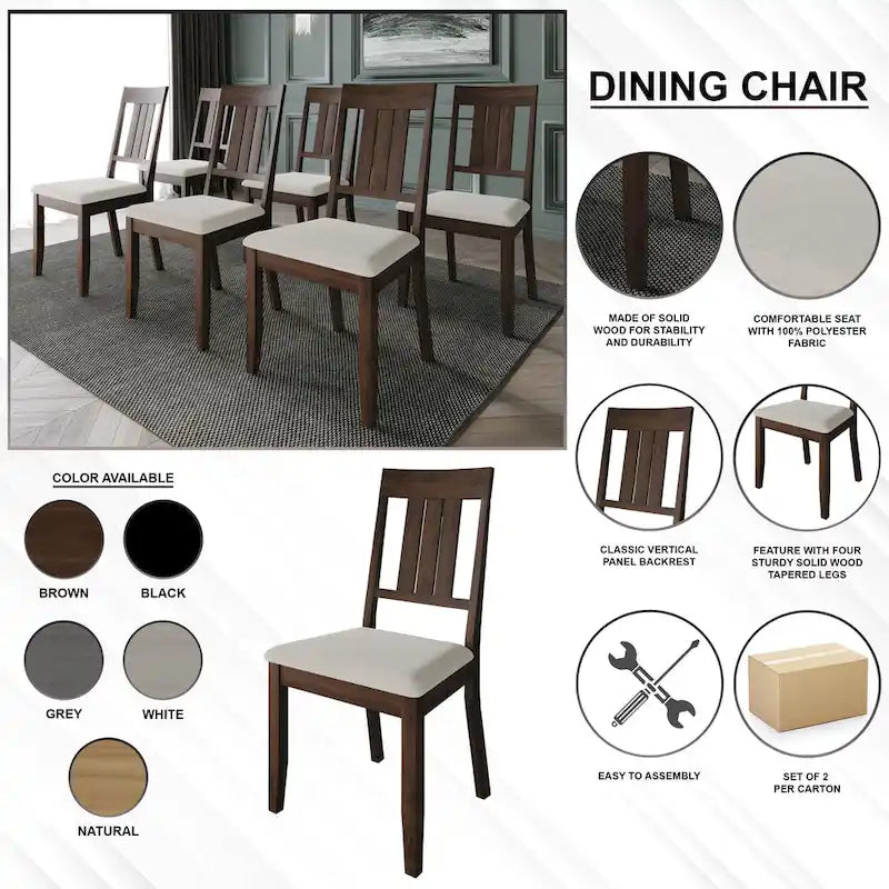 Ensemble de salle à manger classique 7 pièces en bois CraftPorch