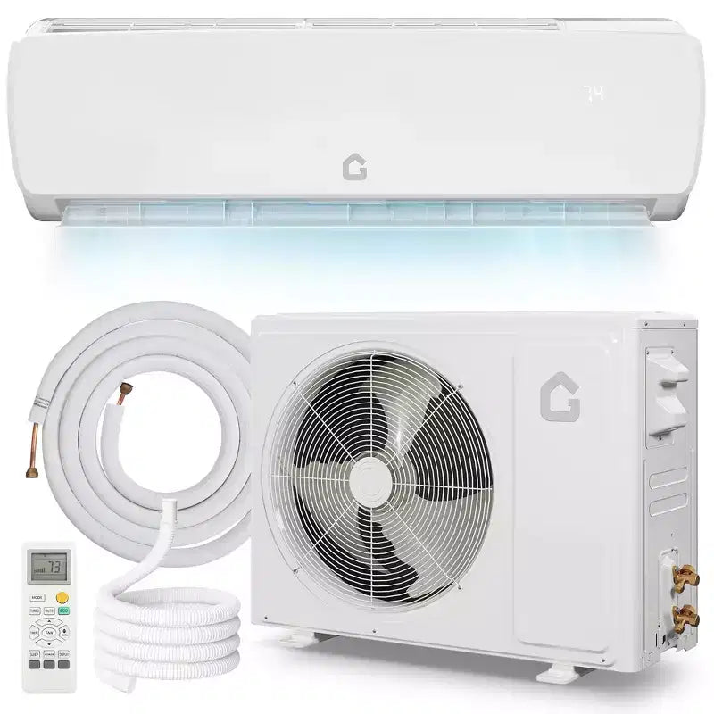 Climatiseur sans conduit bibloc ultra silencieux 42 dB | 12000 BTU 19 SEER avec pompe à chaleur | 3-en-1 : refroidissement, chauffage et déshumidification | Système de climatisation à onduleur 230 V blanc