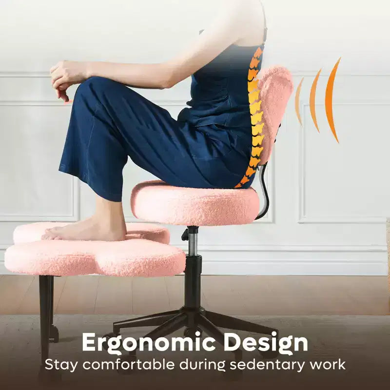 Chaise de bureau ergonomique Pinmoco Criss Cross, Chaise de méditation réglable en hauteur, Pivotante à 360°, Support lombaire, Chaise de travail et de bureau, Chaise TDAH