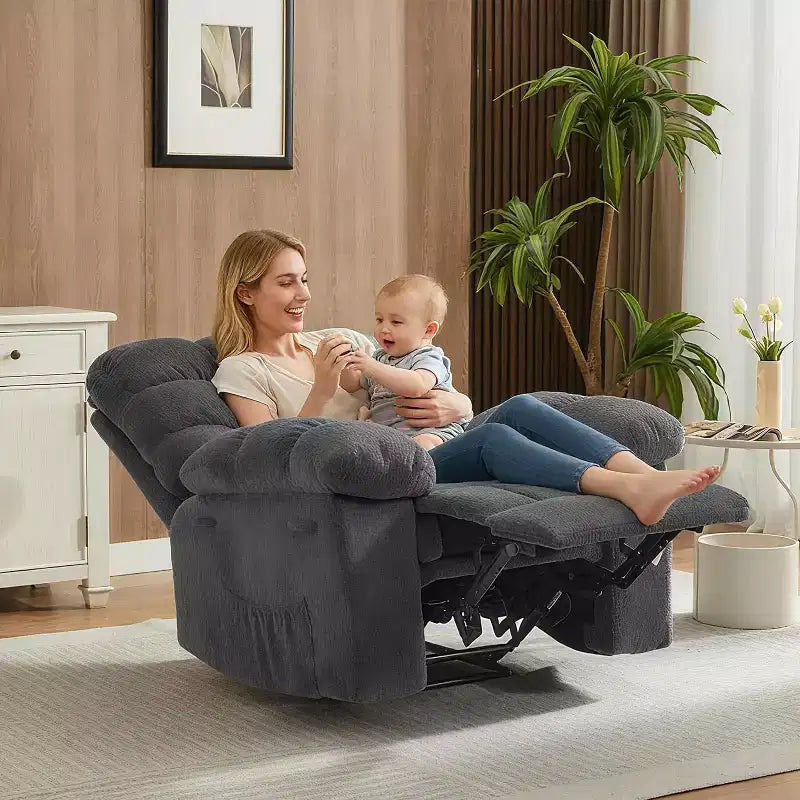 Fauteuil inclinable manuel, fauteuil inclinable ergonomique en tissu respirant avec poches latérales, canapé individuel, adapté au salon et à la chambre à coucher
