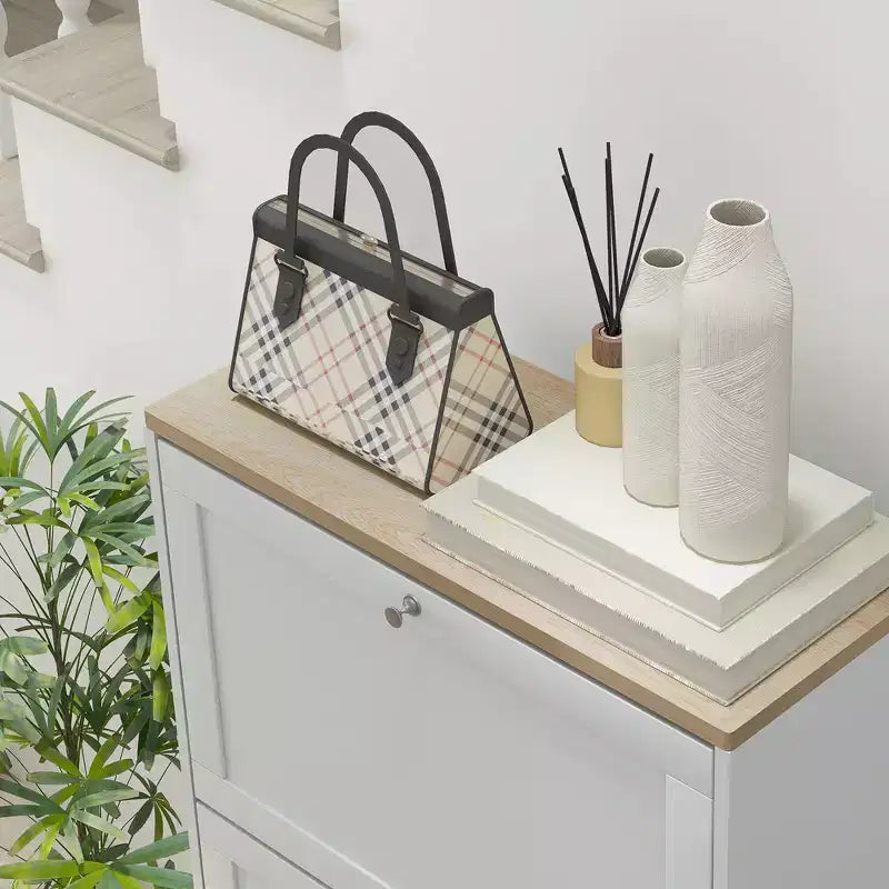 Meuble à chaussures étroit HOMCOM pour entrée avec 3 tiroirs basculants et étagères réglables, organisateur de rangement pour 12 à 18 paires de chaussures
