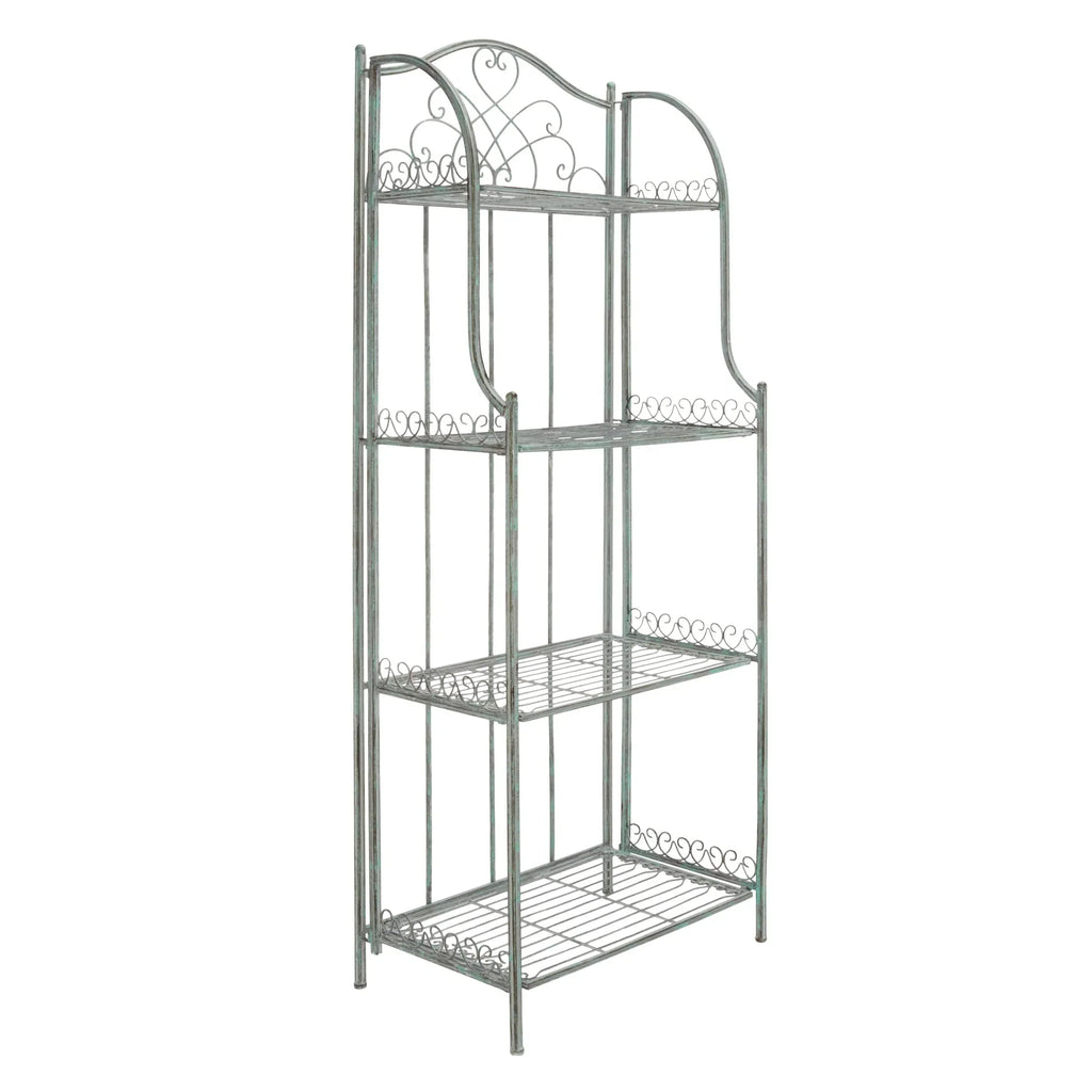 SAFAVIEH Bryn Étagère de boulanger d'extérieur victorienne en fer forgé à 4 niveaux - 63,5 cm l x 38,1 cm P x 160 cm H - 25L x 15P x 63H