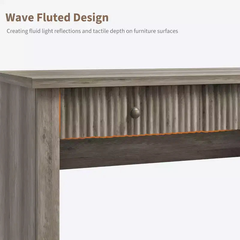 Meuble de rangement de bureau cannelé, bureau de direction moderne de 54 po avec station de recharge, bureau d'ordinateur en bois avec tiroirs classeurs pour bureau d'étude