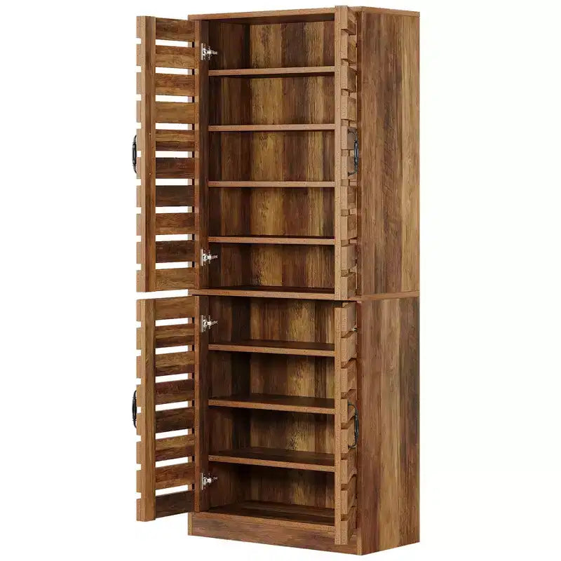 Lantine Meuble à chaussures haut 70,8" avec portes persiennes, meuble de rangement vertical pour 27 paires de chaussures à 9 niveaux