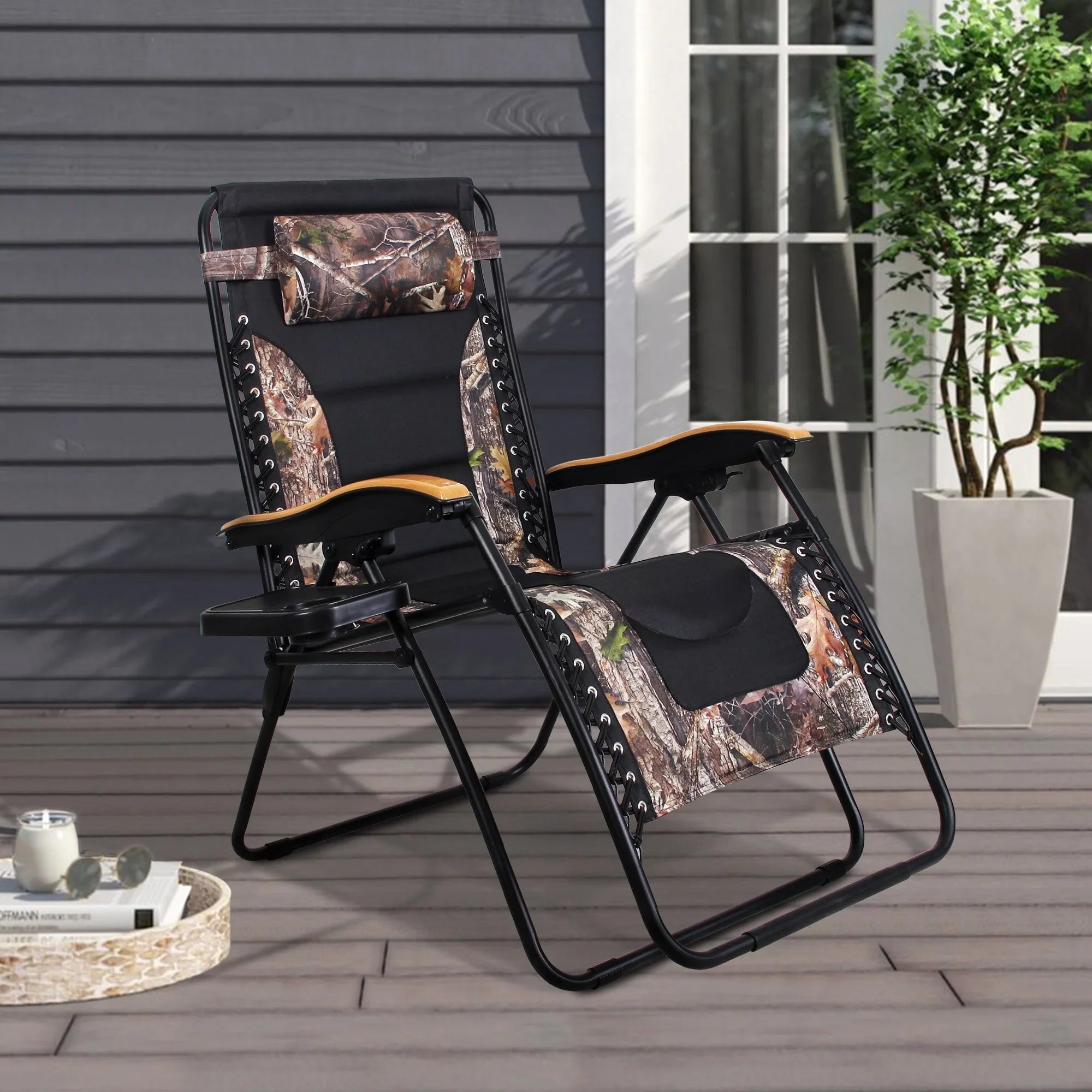 Fauteuil de relaxation zéro gravité XL surdimensionné rembourré avec accoudoirs plus larges et porte-gobelet réglable - N/A