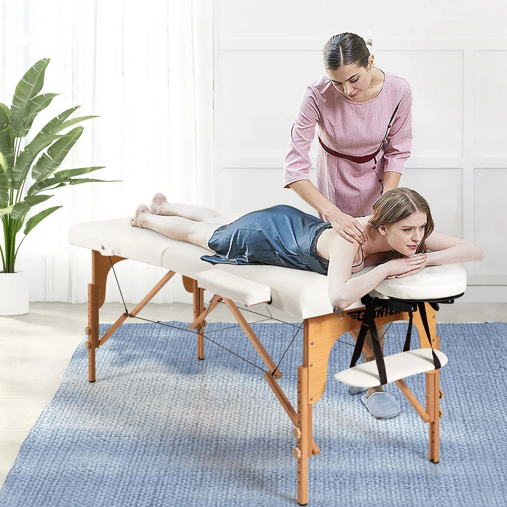 Table de Massage Portable 84L Réglable pour Soins du Visage, Tatouage, avec Housse de Transport