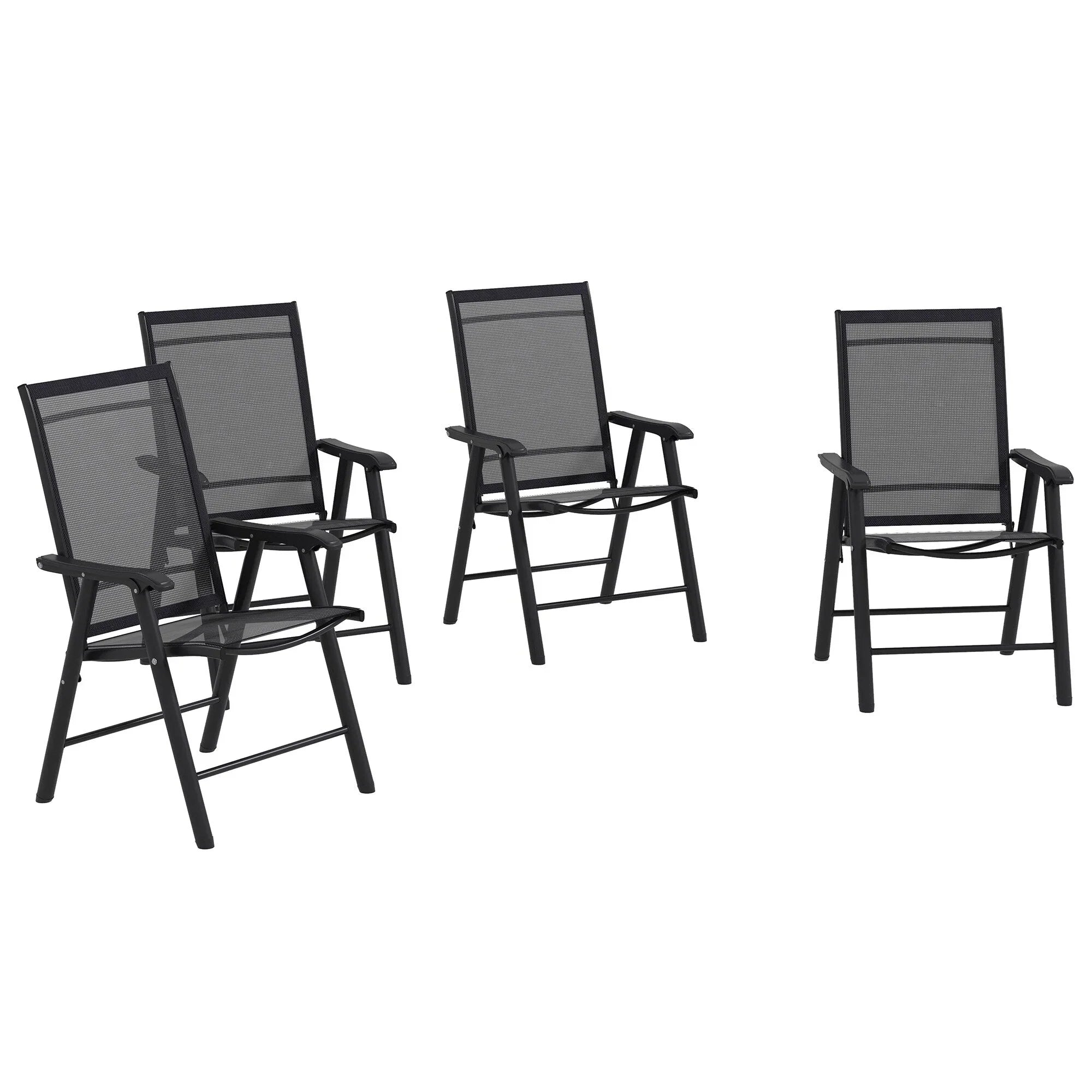 Lot de 4 chaises pliantes Outsunny au design simple et élégant, confortables pour la terrasse, le jardin et les voyages