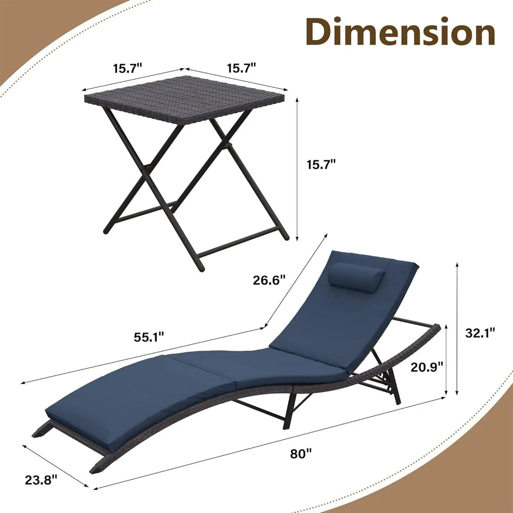 Ensemble de 3 chaises longues d'extérieur Kullavik