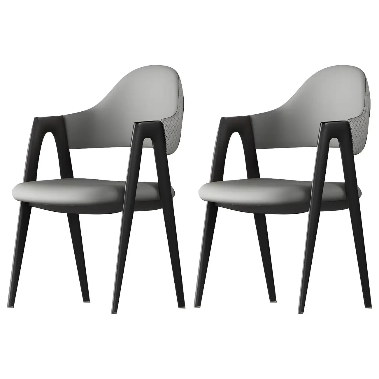 Chaise de salle à manger moderne en cuir à dossier ouvert et incurvé avec accoudoirs