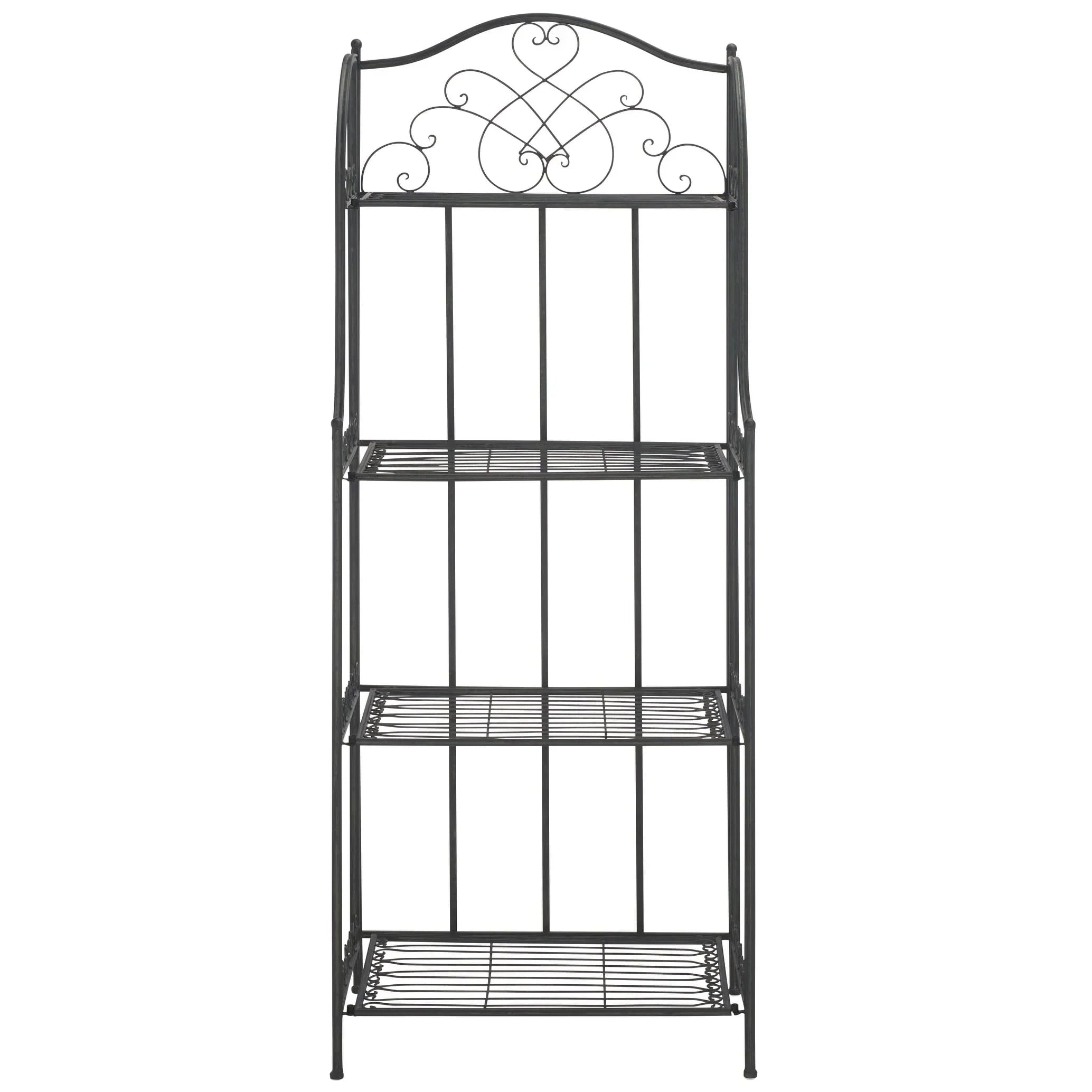 SAFAVIEH Bryn Étagère de boulanger d'extérieur victorienne en fer forgé à 4 niveaux - 63,5 cm l x 38,1 cm P x 160 cm H - 25L x 15P x 63H