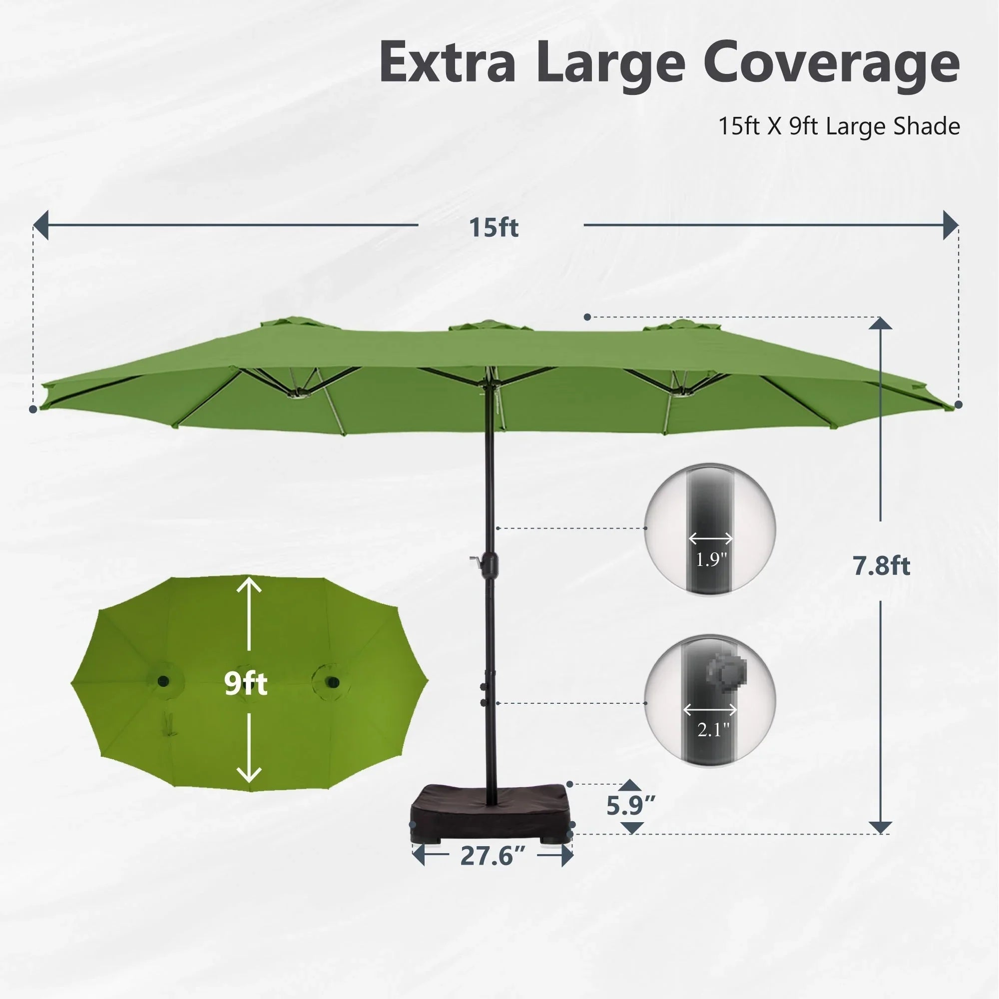 MAISON ARTS Grand Parasol Double Face de 4,5 m avec Base Incluse pour Patio