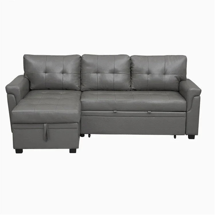 Canapé d'angle réversible convertible avec lit gigogne, méridienne de rangement et pieds durables