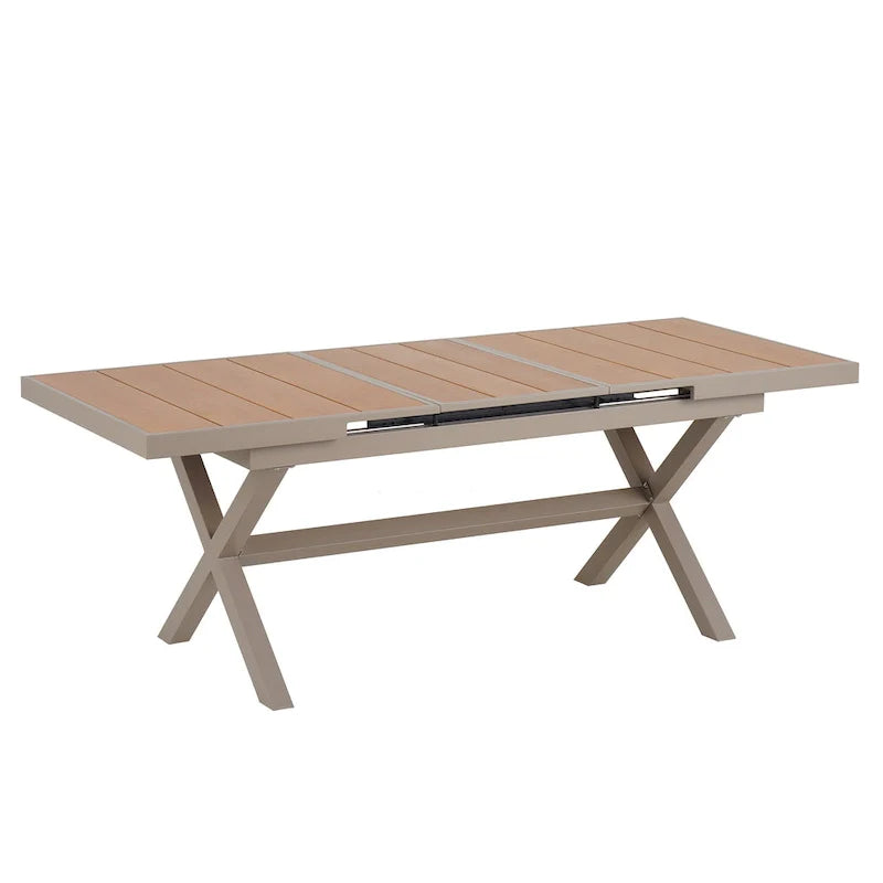 Ensemble de salle à manger d'extérieur extensible 7 pièces avec table extensible et 6 fauteuils
