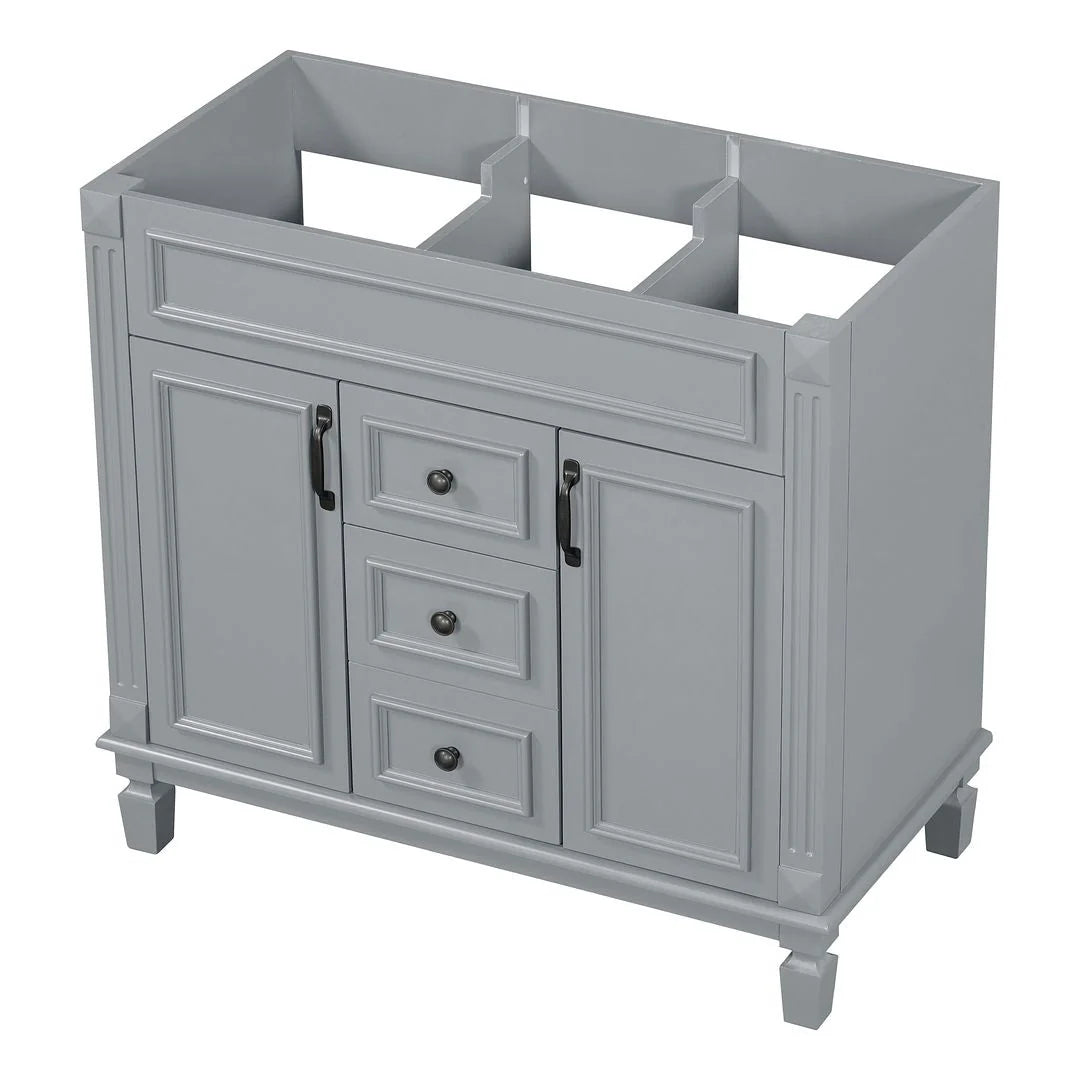 Meuble-lavabo de salle de bain moderne de 91 cm avec lavabo et armoire de toilette, 2 portes et 2 tiroirs