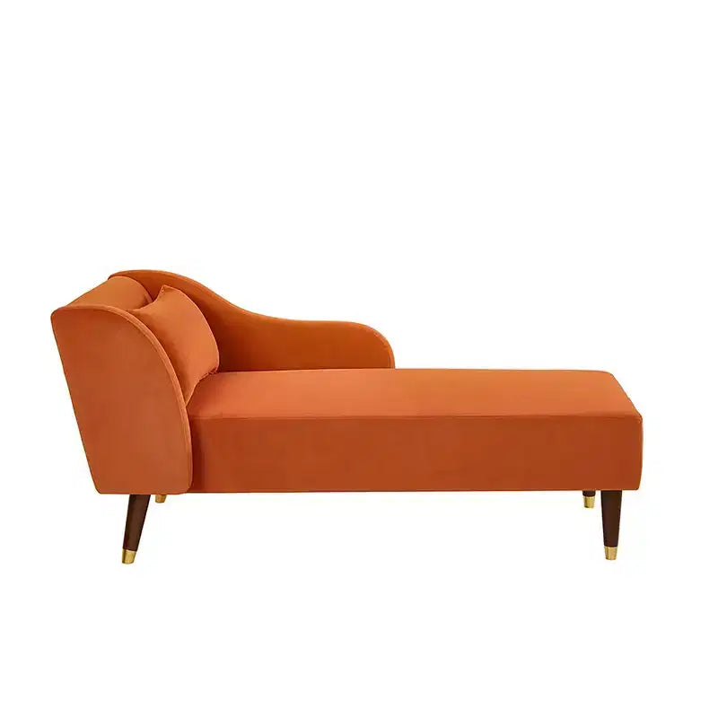 Chaise longue moderne en velours, chaise longue rembourrée avec accoudoir incurvé, canapé-lit de salon pour chambre, bureau, salon
