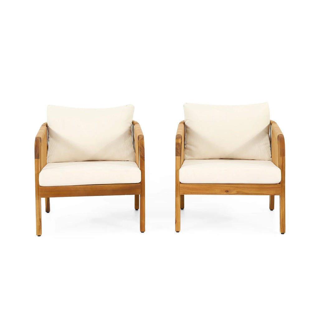 Ensemble de fauteuils de club en bois d'acacia et osier Jabe Outdoor de Christopher Knight Home
