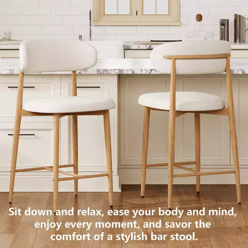 Tabouret de bar hauteur comptoir avec siège rembourré et pieds en métal, chaise d'îlot de cuisine moderne de 66,8 cm