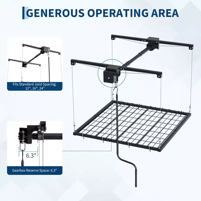 Étagère de rangement de garage robuste réglable, à fixation au plafond avec verrou de sécurité, capacité de 113 kg pour bacs, outils, vélos et garage