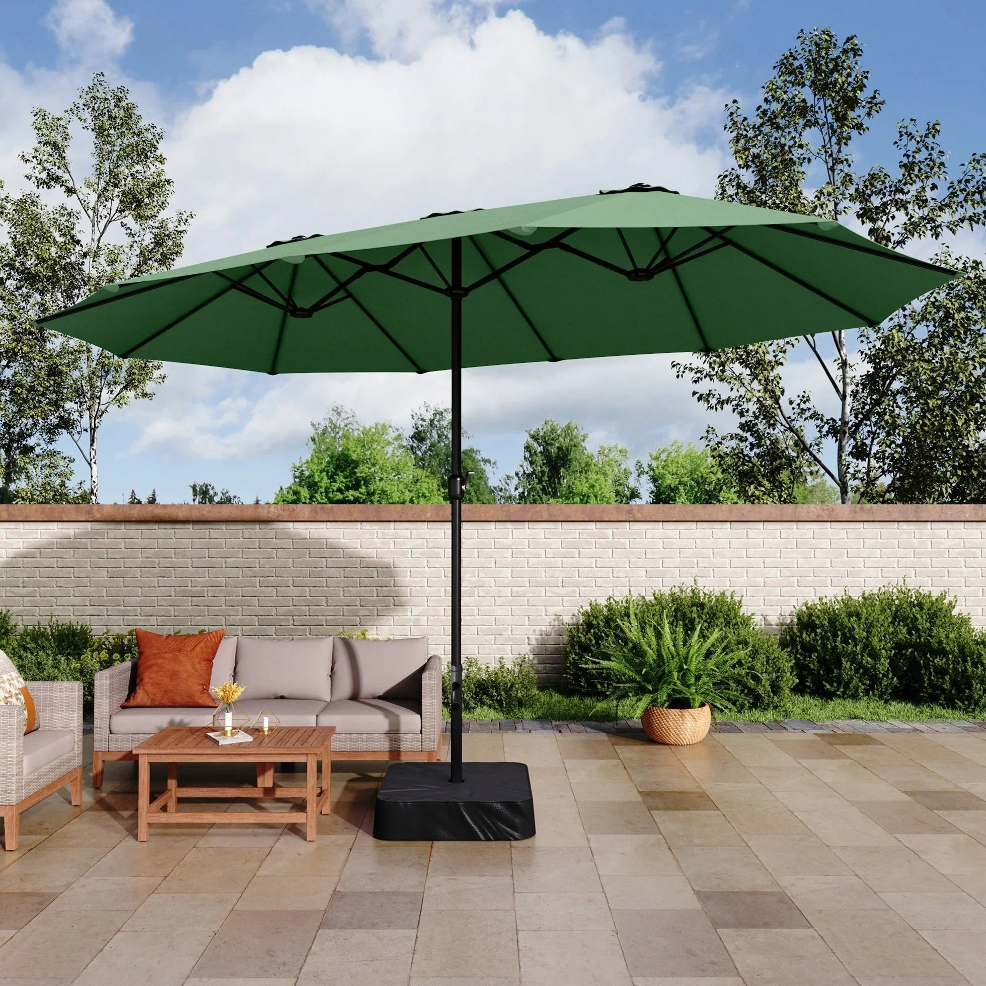 MAISON ARTS Grand Parasol Double Face de 4,5 m avec Base Incluse pour Patio