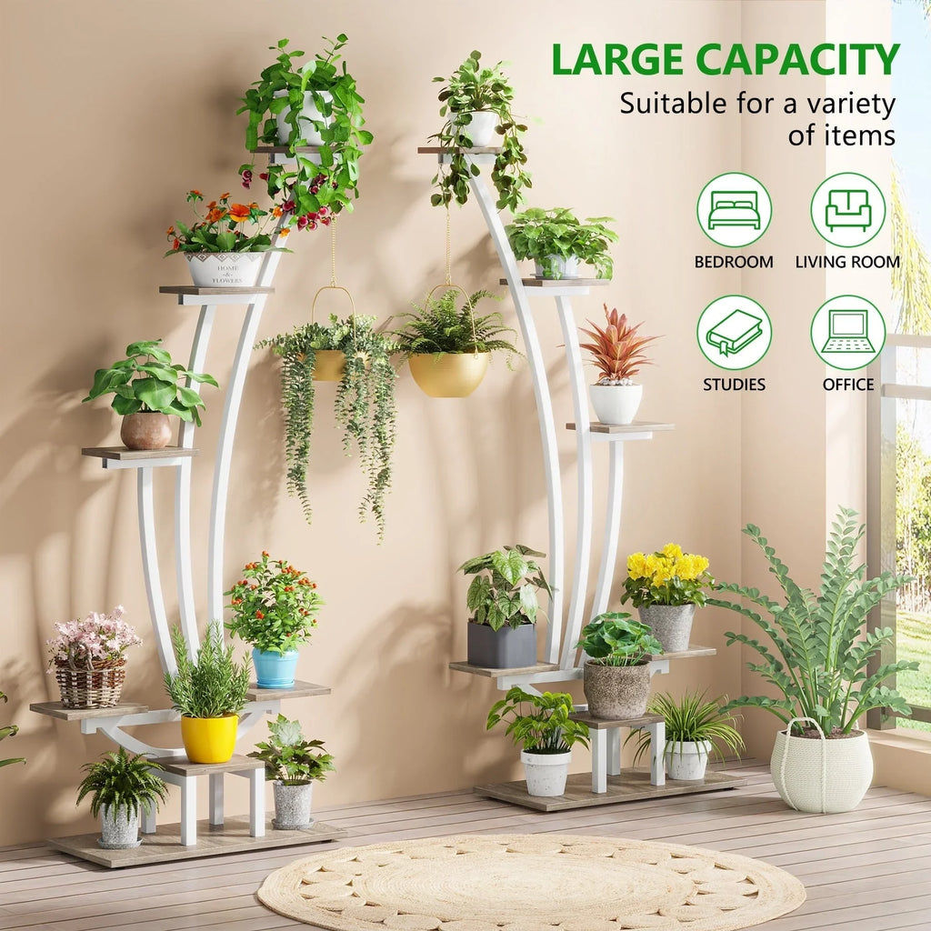 Étagère à plantes d'intérieur, porte-fleurs à 6 niveaux pour jardin - Lot de 2
