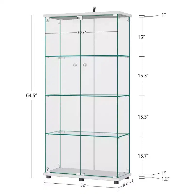 Vitrine en verre 64,5 X 32 avec serrure
