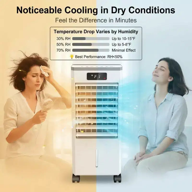 Refroidisseur d'air évaporatif portable 7L avec télécommande, 3 vitesses, minuterie et ventilateur oscillant pour la maison et le bureau