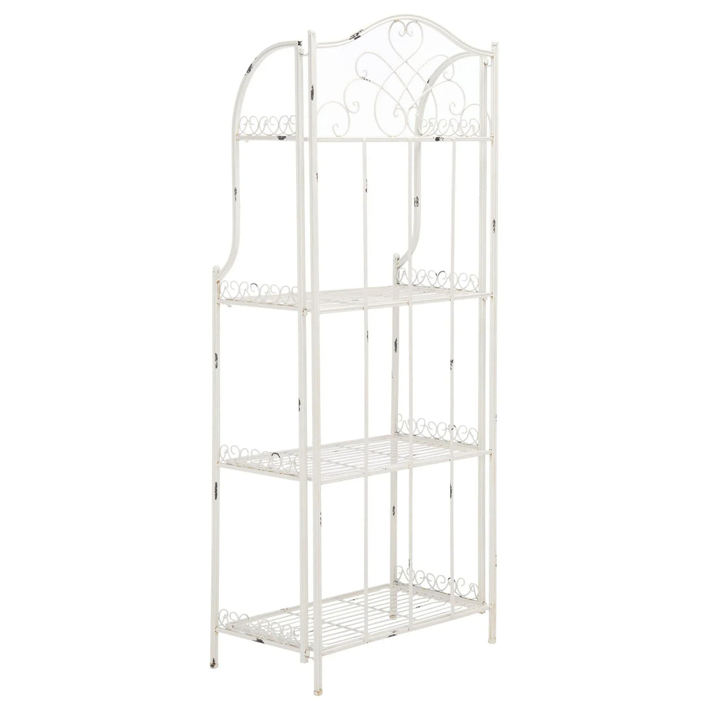 SAFAVIEH Bryn Étagère de boulanger d'extérieur victorienne en fer forgé à 4 niveaux - 63,5 cm l x 38,1 cm P x 160 cm H - 25L x 15P x 63H
