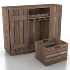 Plank-Style Dining Buffet with Wine Rack, Stemware Rack and Removable Crate - Reclaimed Oak, 47.2"W
