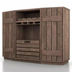 Plank-Style Dining Buffet with Wine Rack, Stemware Rack and Removable Crate - Reclaimed Oak, 47.2"W