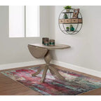 Torino Round Drop-Leaf Dining Table with Pedestal Base - Rustic Grey Wash, Seats 2–4