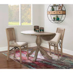 Torino Round Drop-Leaf Dining Table with Pedestal Base - Rustic Grey Wash, Seats 2–4