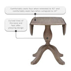 Torino Round Drop-Leaf Dining Table with Pedestal Base - Rustic Grey Wash, Seats 2–4