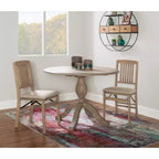 Torino Round Drop-Leaf Dining Table with Pedestal Base - Rustic Grey Wash, Seats 2–4