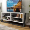 Large 4-Shelf TV Stand for TVs up to 68" - Gray, Transitional Two-Tone Finish with Metal Hardware