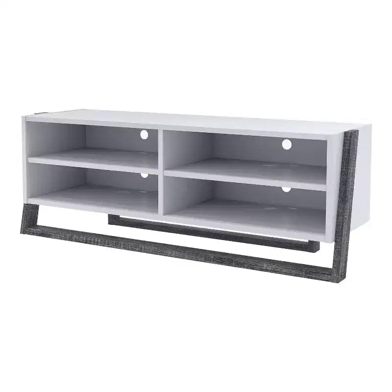 Large 4-Shelf TV Stand for TVs up to 68" - Gray, Transitional Two-Tone Finish with Metal Hardware