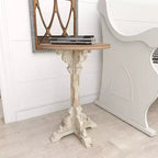 Round Farmhouse Accent Table - Gray, Chinese Fir Wood, Pedestal Base, 16"W x 23"H