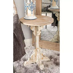 Round Farmhouse Accent Table - Gray, Chinese Fir Wood, Pedestal Base, 16"W x 23"H