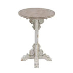 Round Farmhouse Accent Table - Gray, Chinese Fir Wood, Pedestal Base, 16"W x 23"H