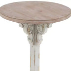 Round Farmhouse Accent Table - Gray, Chinese Fir Wood, Pedestal Base, 16"W x 23"H