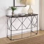 47.25" Rectangular Sofa Table - Walnut Wood Veneer Top, Black Steel Frame, 30"H