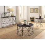 47.25" Rectangular Sofa Table - Walnut Wood Veneer Top, Black Steel Frame, 30"H